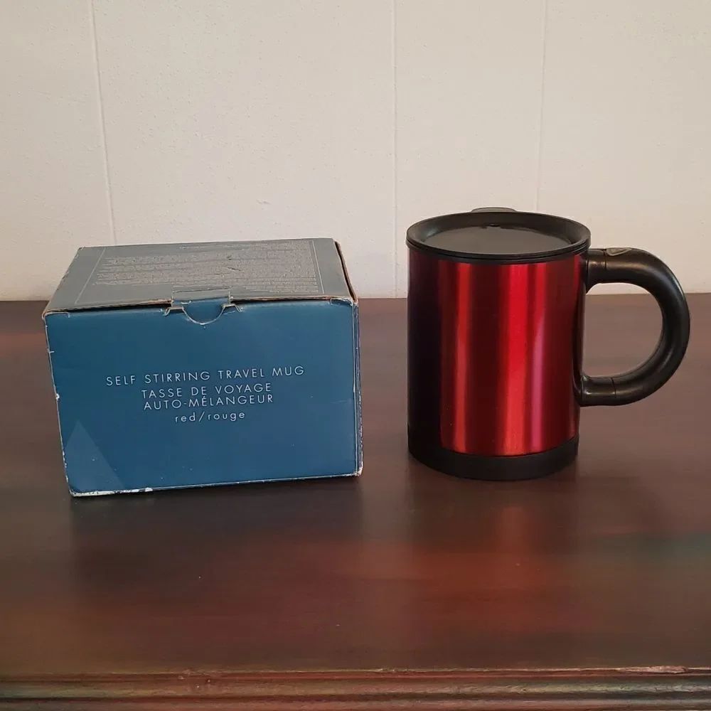 NEW Avon Self-Stirring Stainless Steel Travel Mug Metallic Red